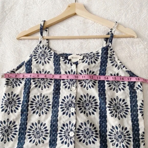 White & Blue Embroidered Button Down Camisole - Picture 3 of 8